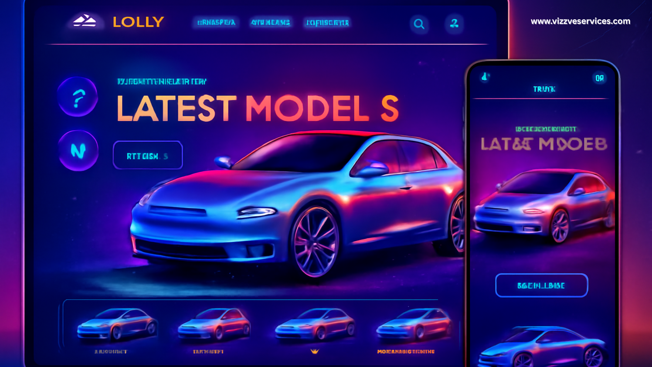 Modern automotive website interface displaying car models, user-friendly navigation, and mobile optimization